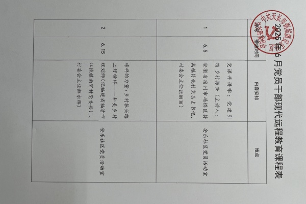 安樂社區(qū)2025年6月黨員干部現(xiàn)代遠(yuǎn)程教育播放計劃